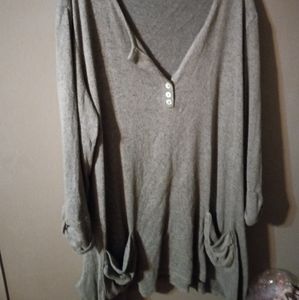 Kim and cami 1x olive green long Tunic with pockets